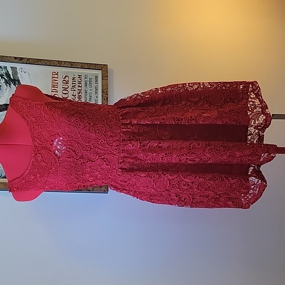 Red Lace Backless Dress